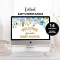 Load image into Gallery viewer, Blue Floral Virtual Baby Shower Games