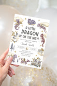 Load image into Gallery viewer, Purple Dragon Baby Shower Invite
