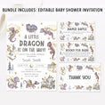Load image into Gallery viewer, Purple Dragon Baby Shower Invite & Games