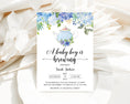 Load image into Gallery viewer, Blue Tea Party Baby Shower Invite & Games