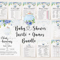 Load image into Gallery viewer, Blue Tea Party Baby Shower Invite & Games