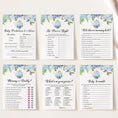 Load image into Gallery viewer, 14 Blue Floral Tea Party Baby Shower Games