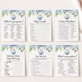Load image into Gallery viewer, Blue Tea Party Baby Shower Invite & Games