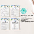 Load image into Gallery viewer, 14 Blue Floral Tea Party Baby Shower Games