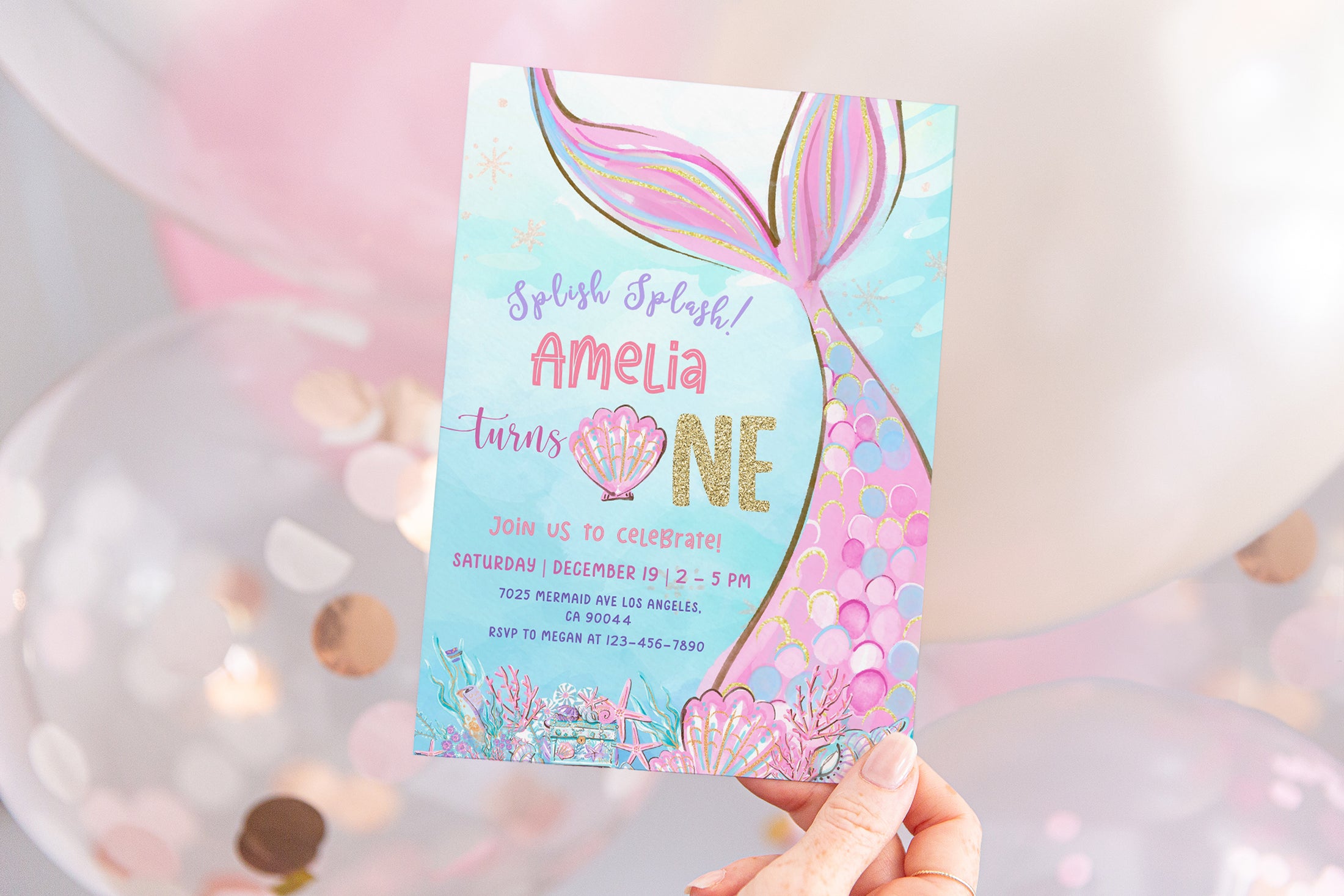 Mermaid Birthday Invite