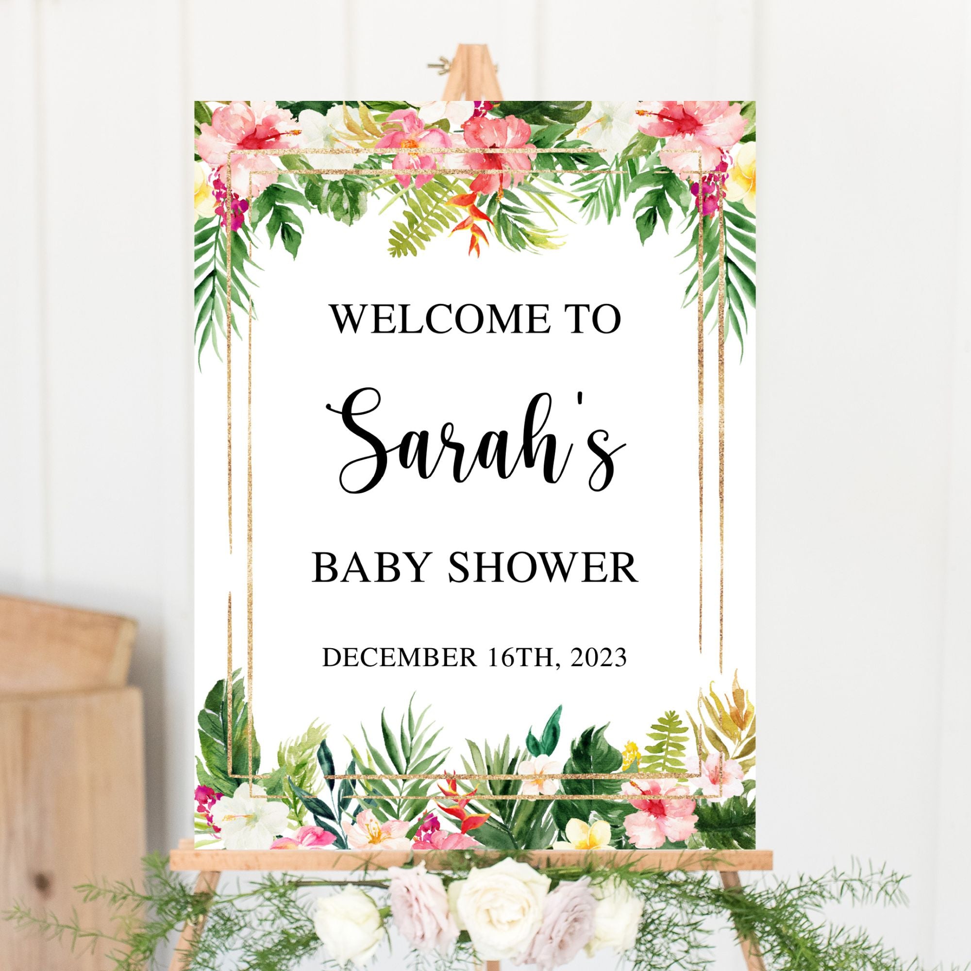 Tropical Baby Shower Welcome Sign