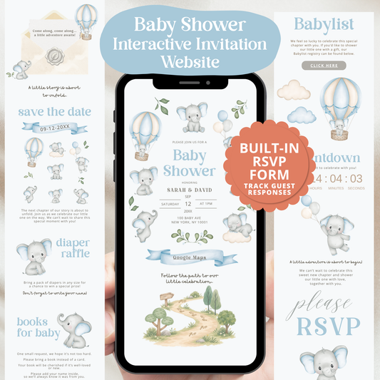Baby Elephant Baby Shower Invitation Website