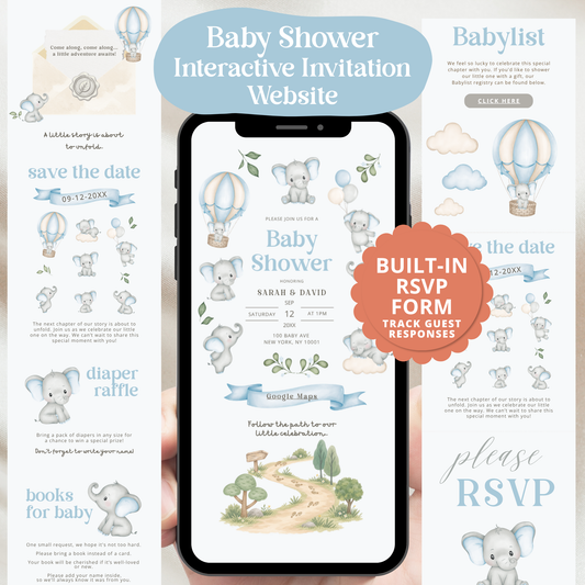 Baby Elephant Baby Shower Invitation Website