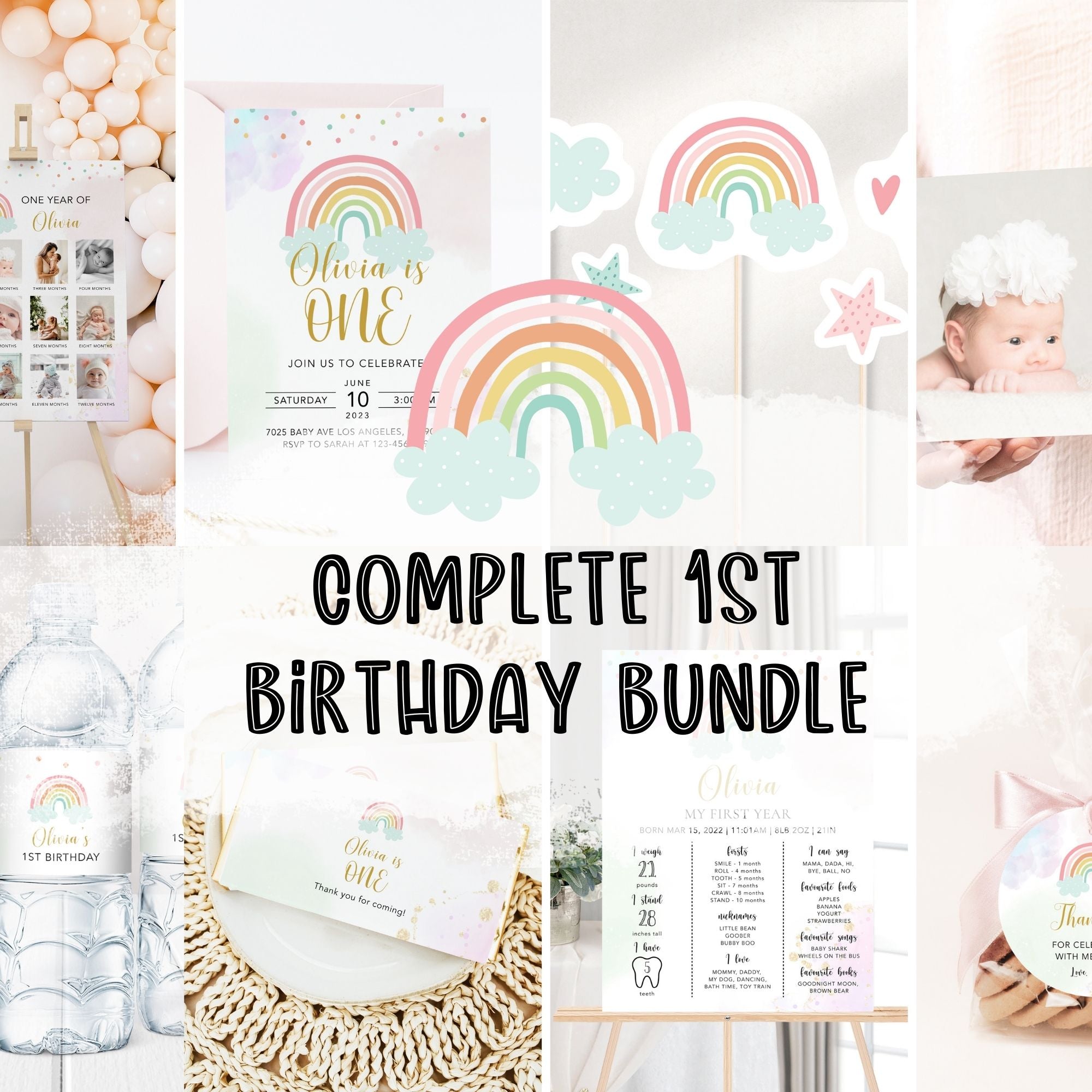 Rainbow 1st Birthday Bundle