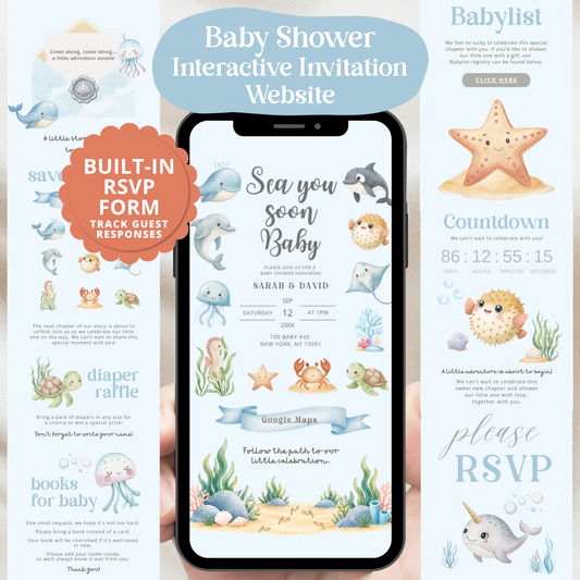 Sea You Soon Baby Shower Invitation Website