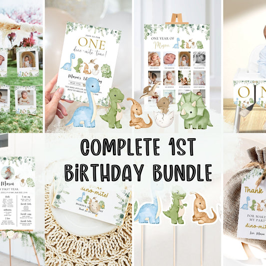 Blue Dinosaur 1st Birthday Bundle