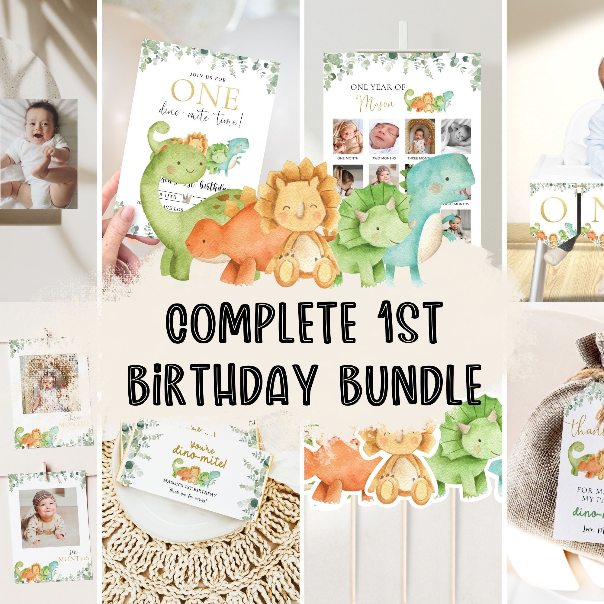 Dinosaur 1st Birthday Bundle