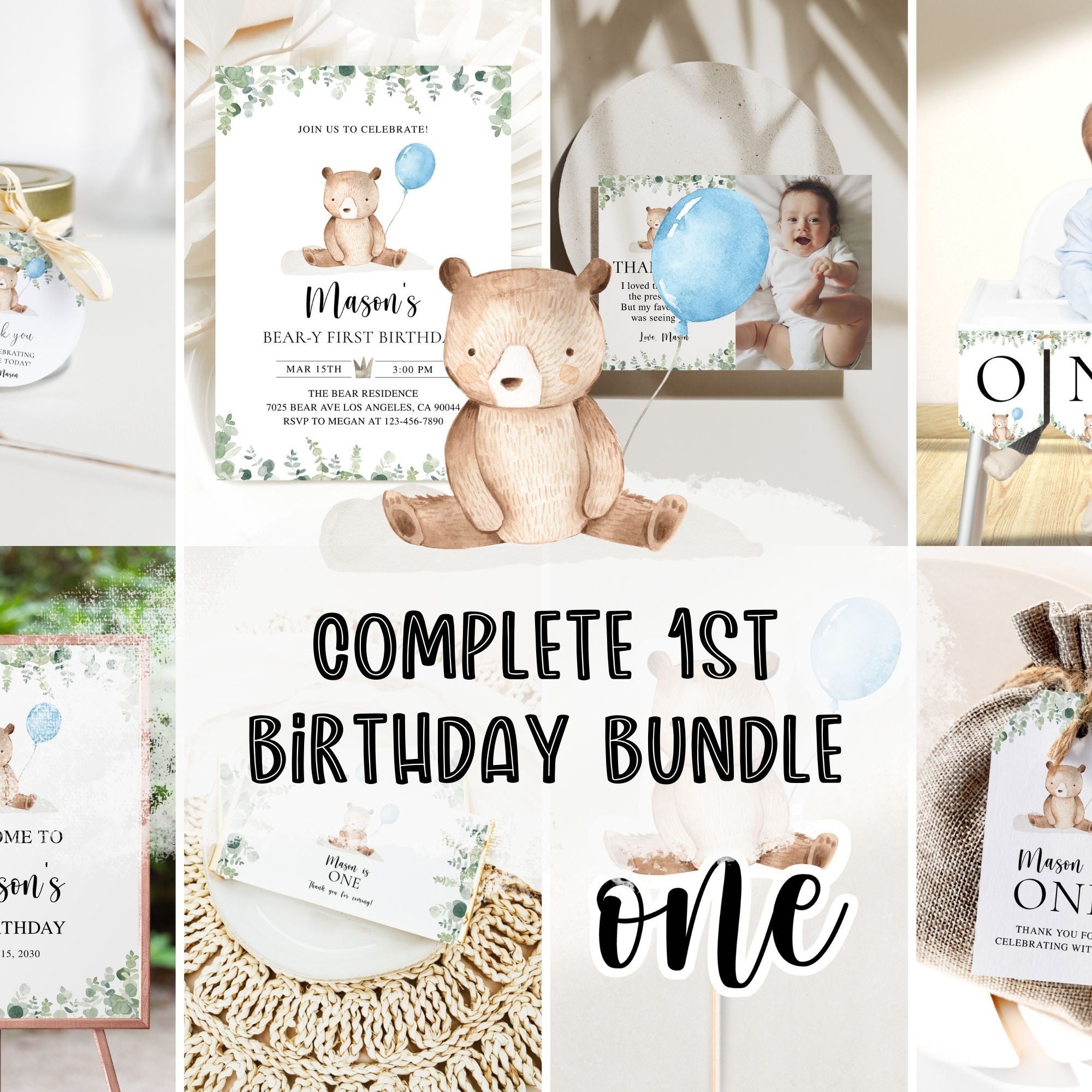 Teddy Bear 1st Birthday Bundle