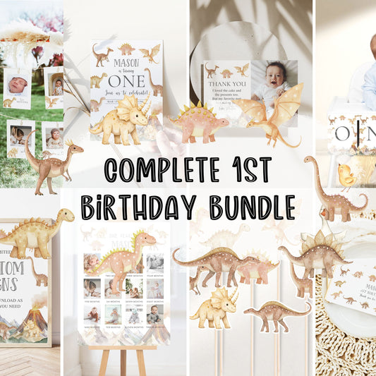 Prehistoric Dinosaur 1st Birthday Bundle