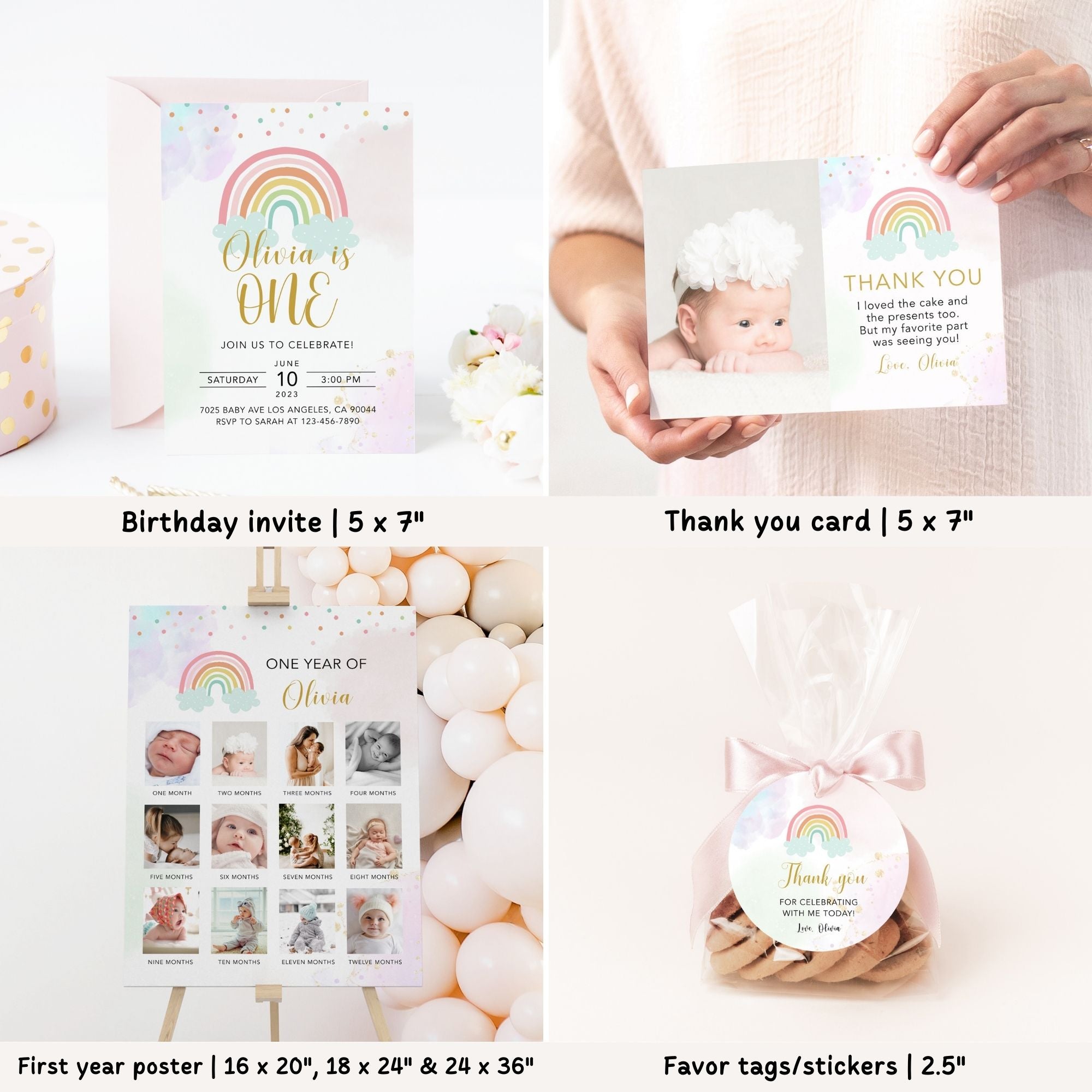 Rainbow 1st Birthday Bundle