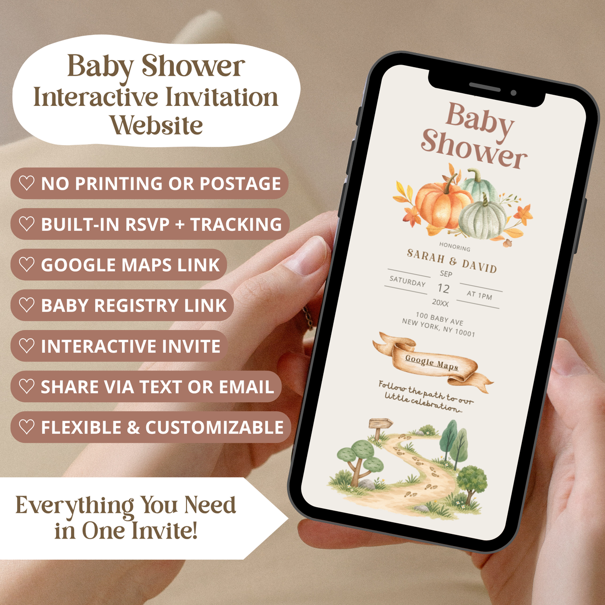 Fall Pumpkin Baby Shower Invitation Website