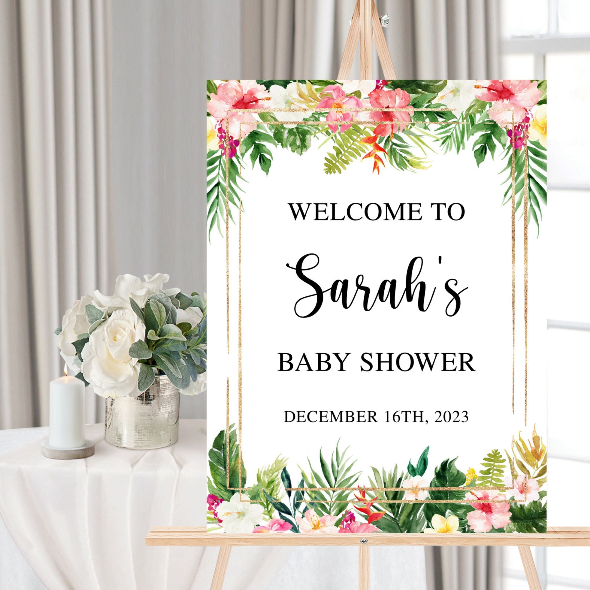 Tropical Baby Shower Welcome Sign