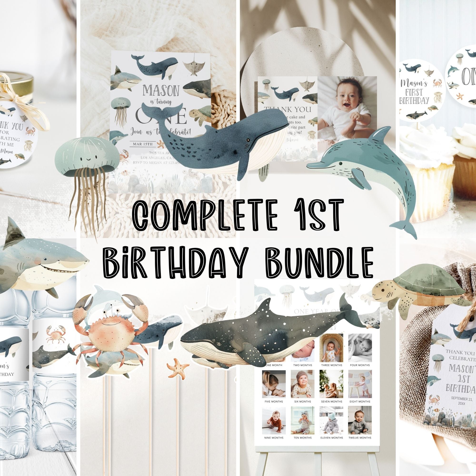 Sea Animals 1st Birthday Bundle