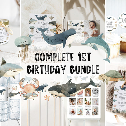 Sea Animals 1st Birthday Bundle