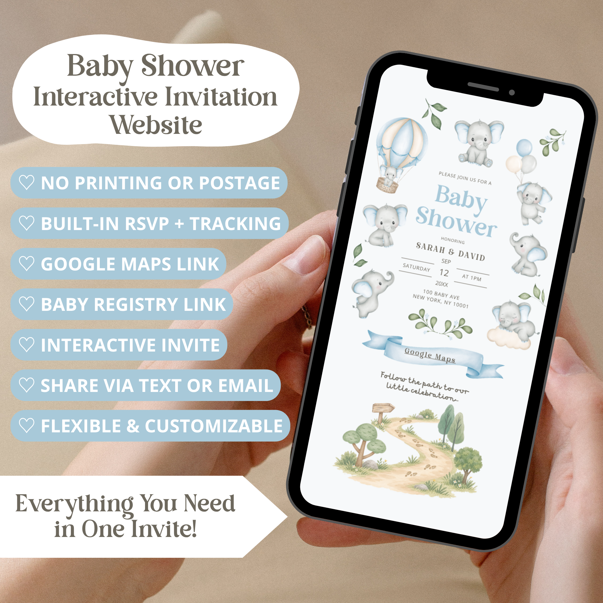 Baby Elephant Baby Shower Invitation Website