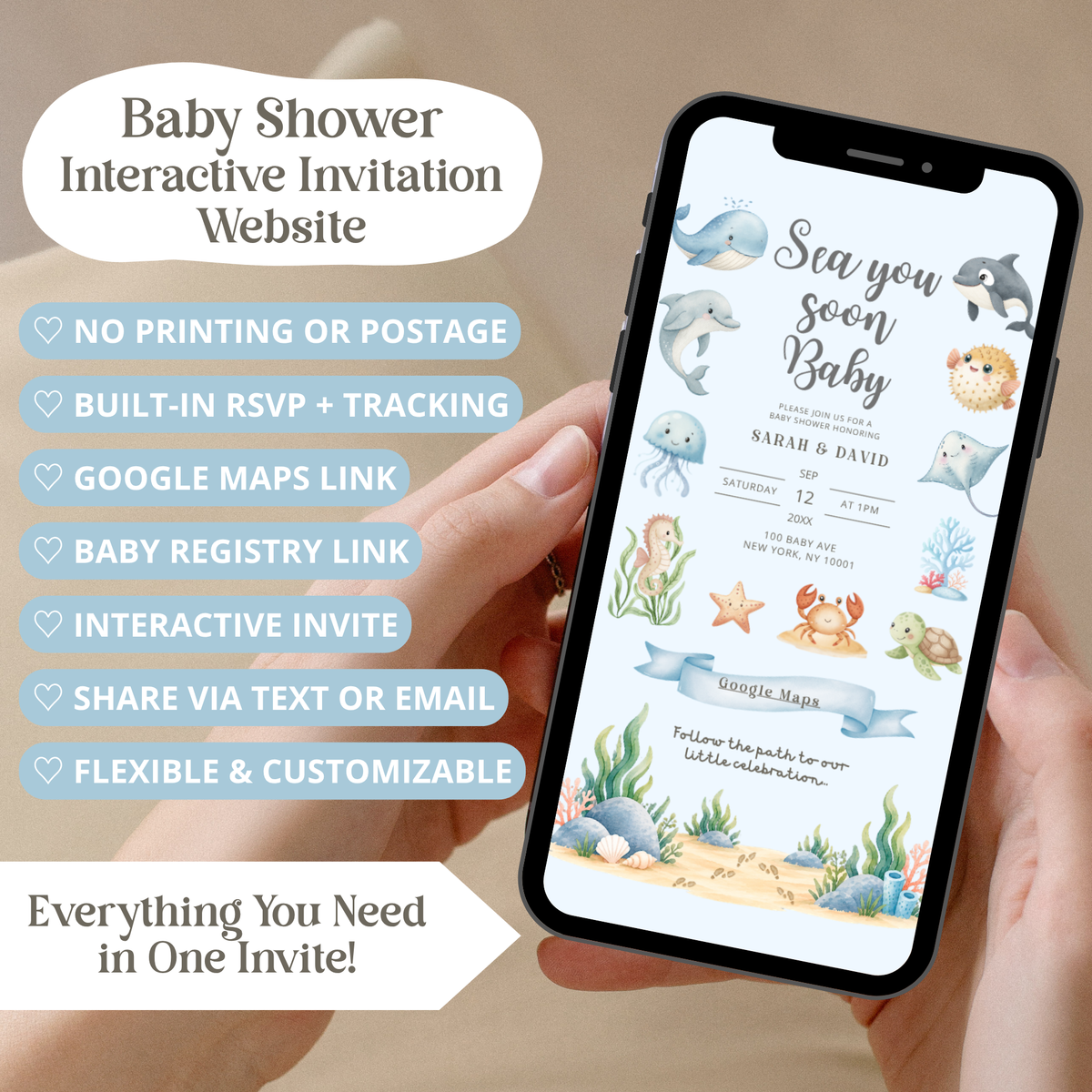 Sea You Soon Baby Shower Invitation Website