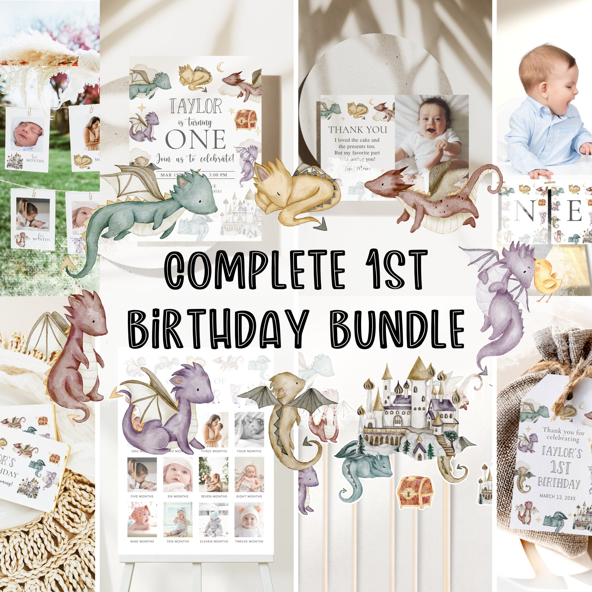 Fairytale Dragon 1st Birthday Bundle