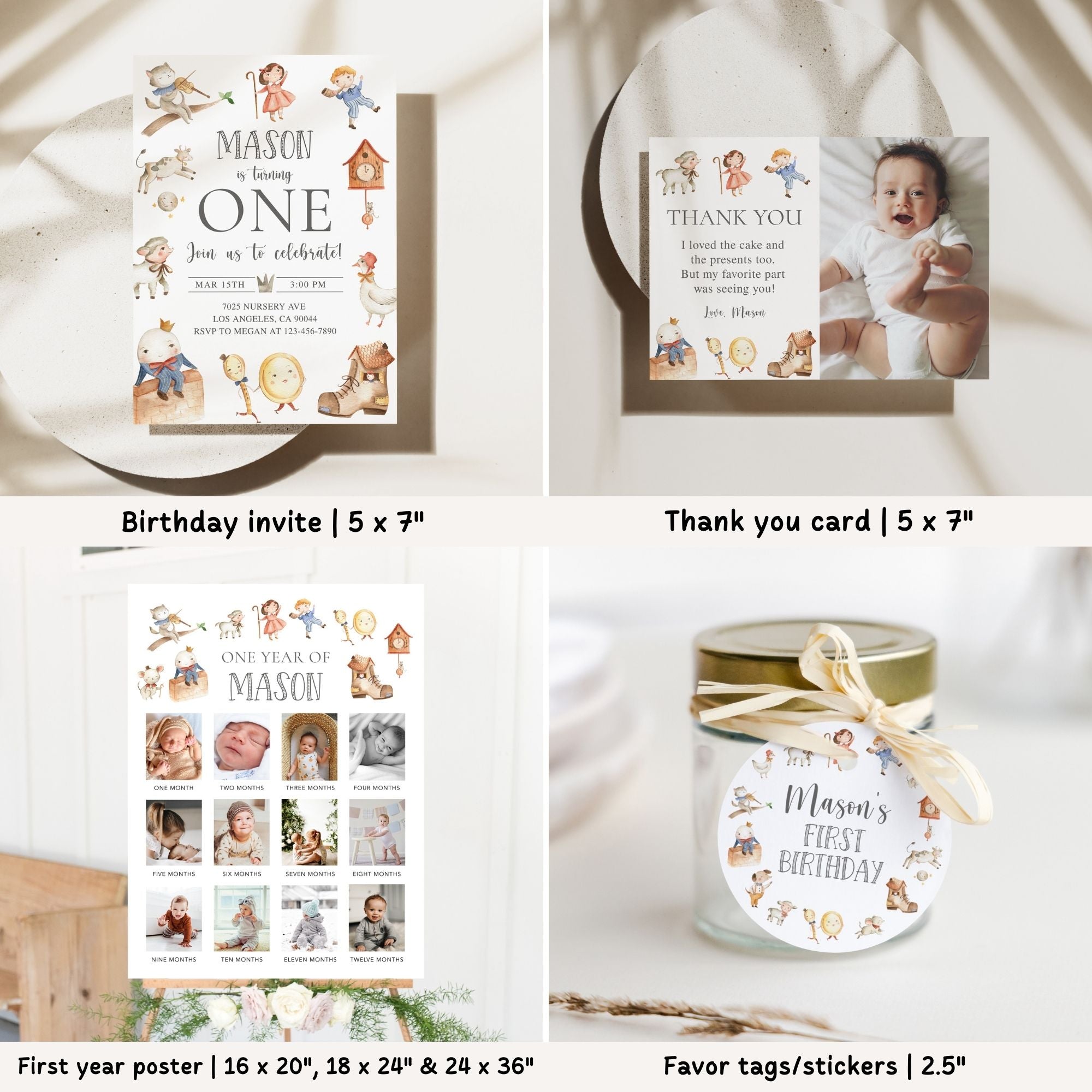 Nursery Rhyme 1st Birthday Bundle