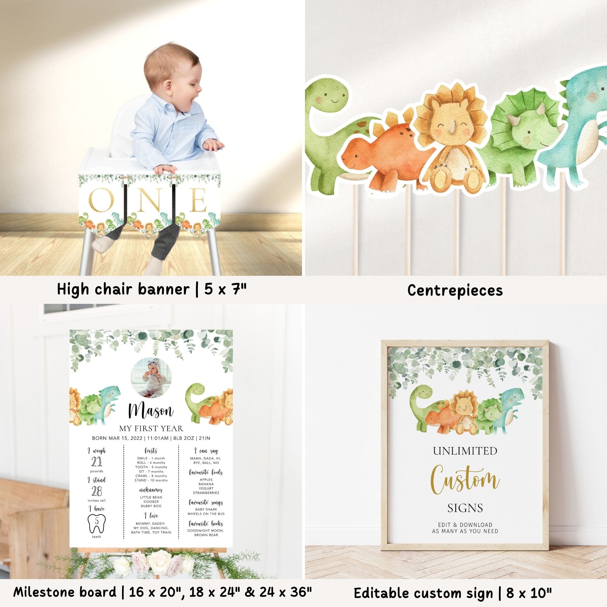 Dinosaur 1st Birthday Bundle