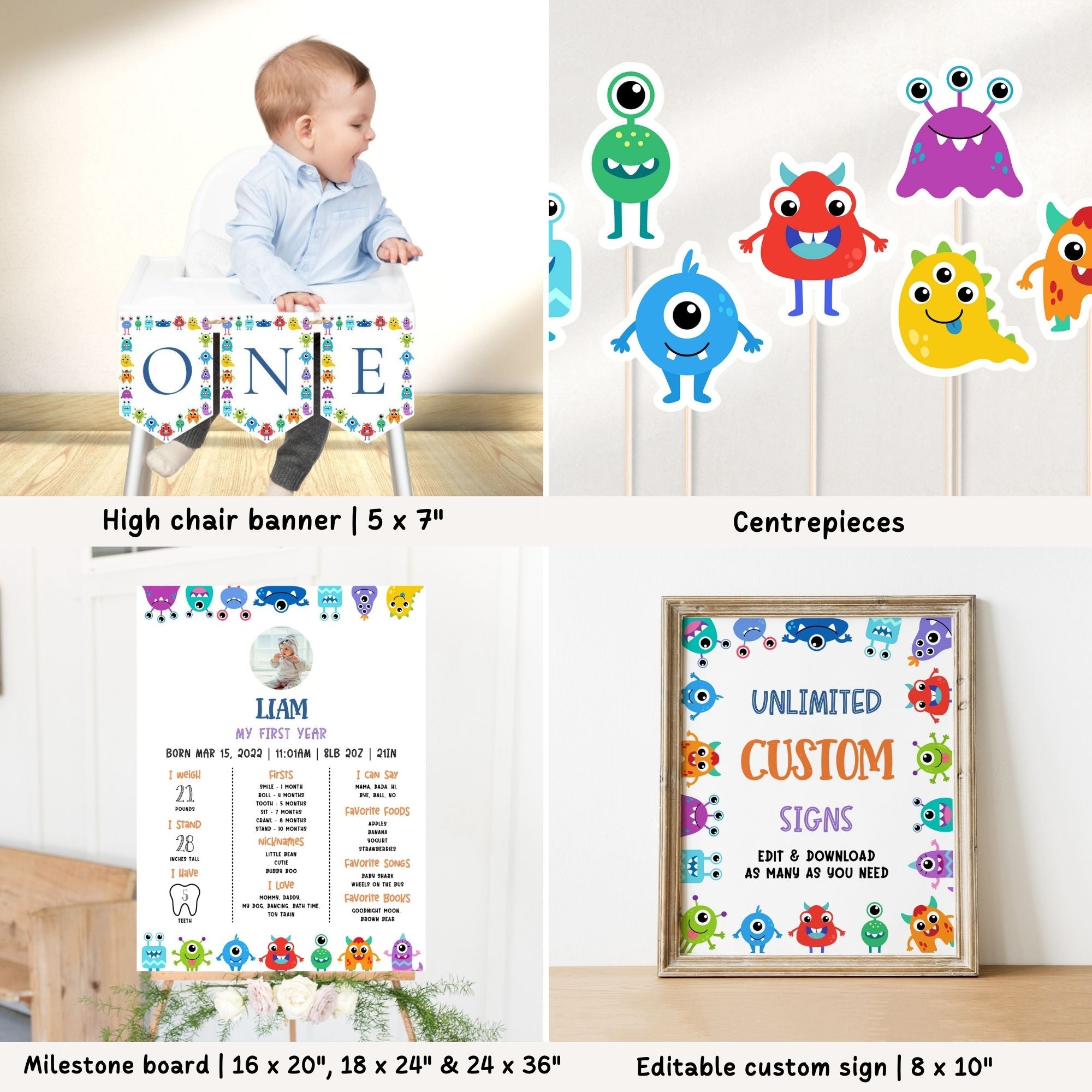 Monsters 1st Birthday Bundle