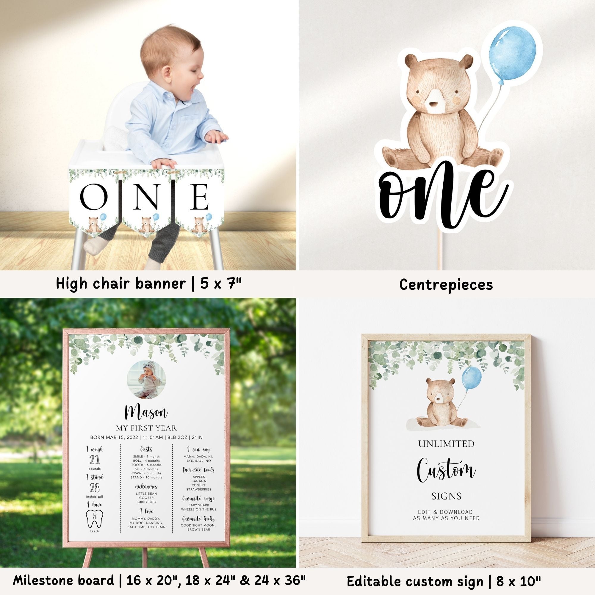 Teddy Bear 1st Birthday Bundle