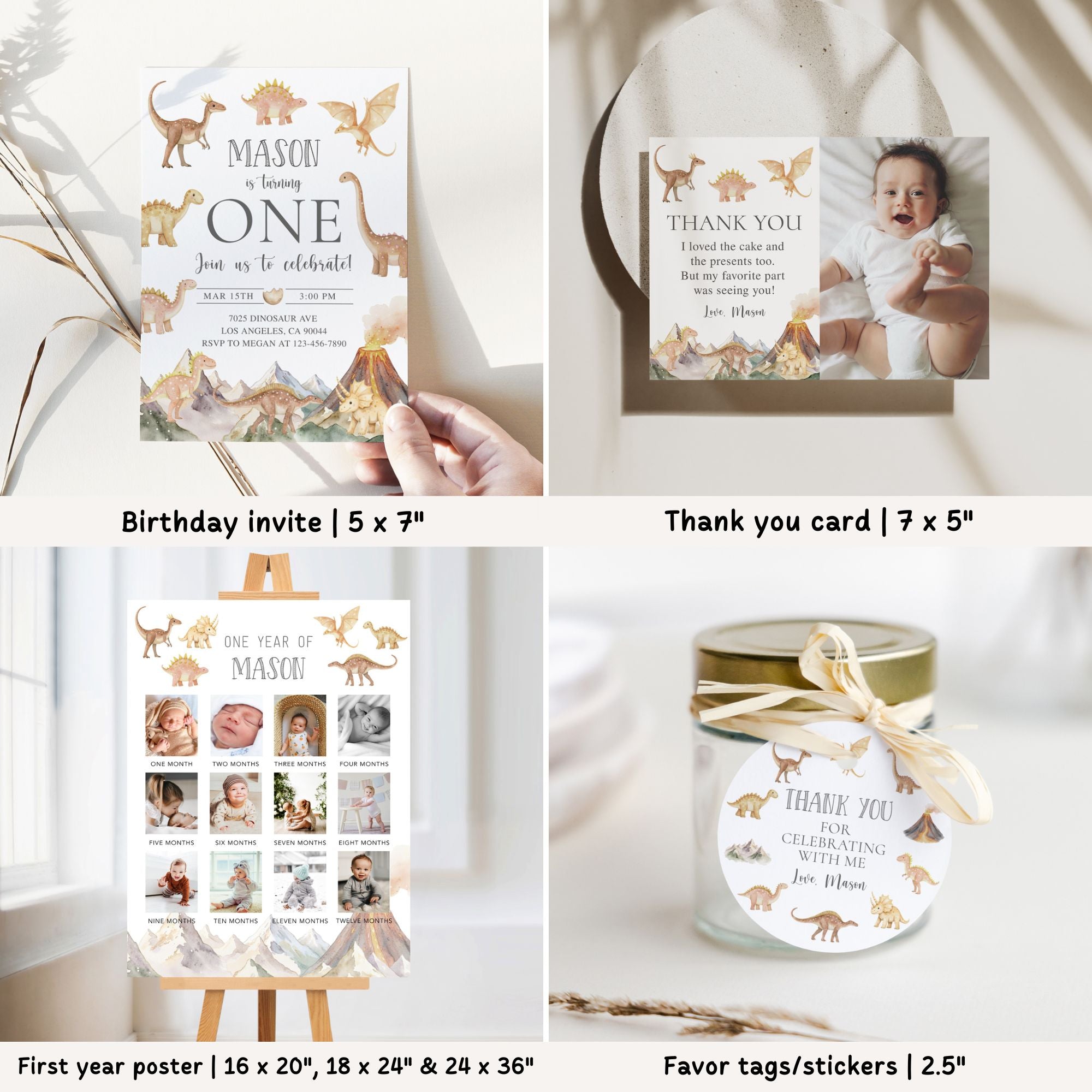 Prehistoric Dinosaur 1st Birthday Bundle