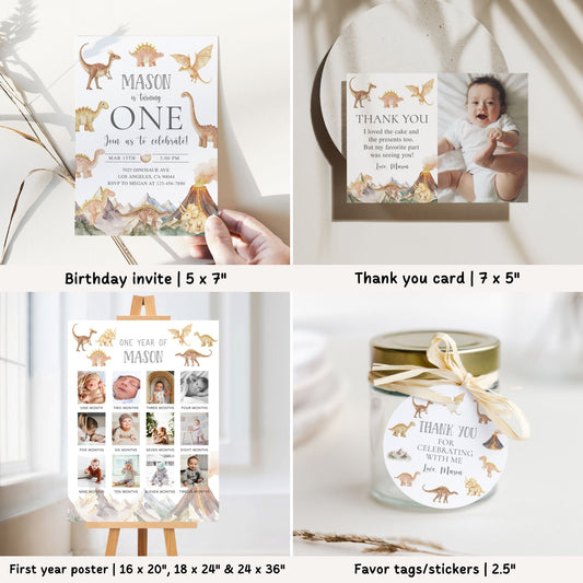 Prehistoric Dinosaur 1st Birthday Bundle