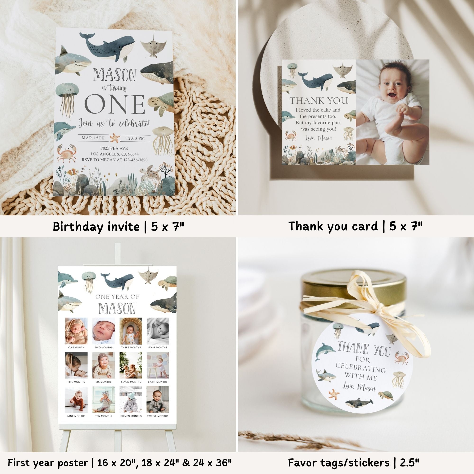Sea Animals 1st Birthday Bundle