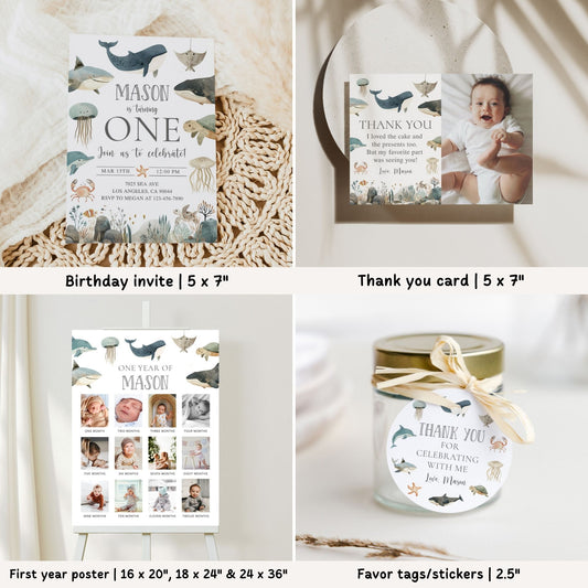 Sea Animals 1st Birthday Bundle
