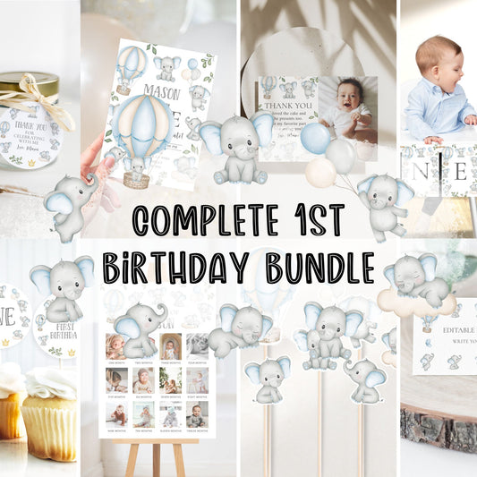 Elephants 1st Birthday Bundle