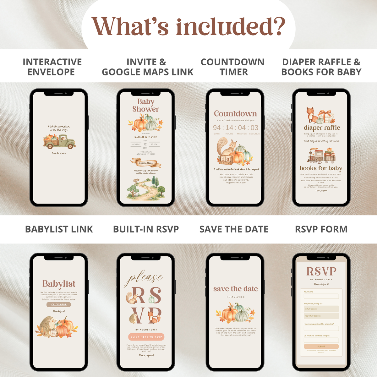 Fall Pumpkin Baby Shower Invitation Website