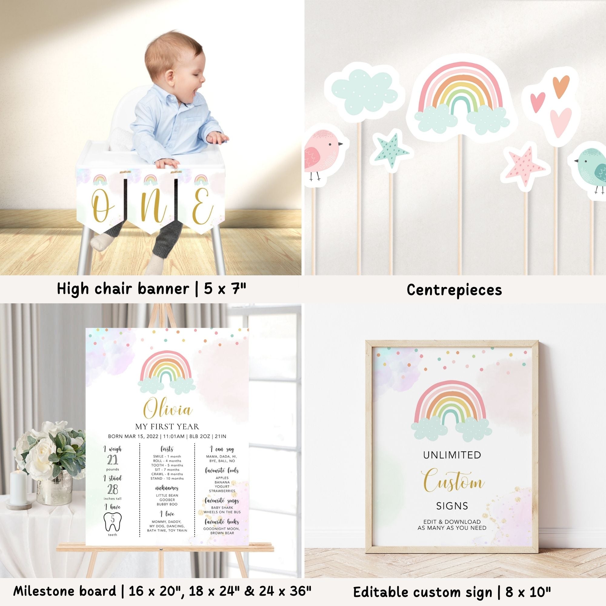 Rainbow 1st Birthday Bundle