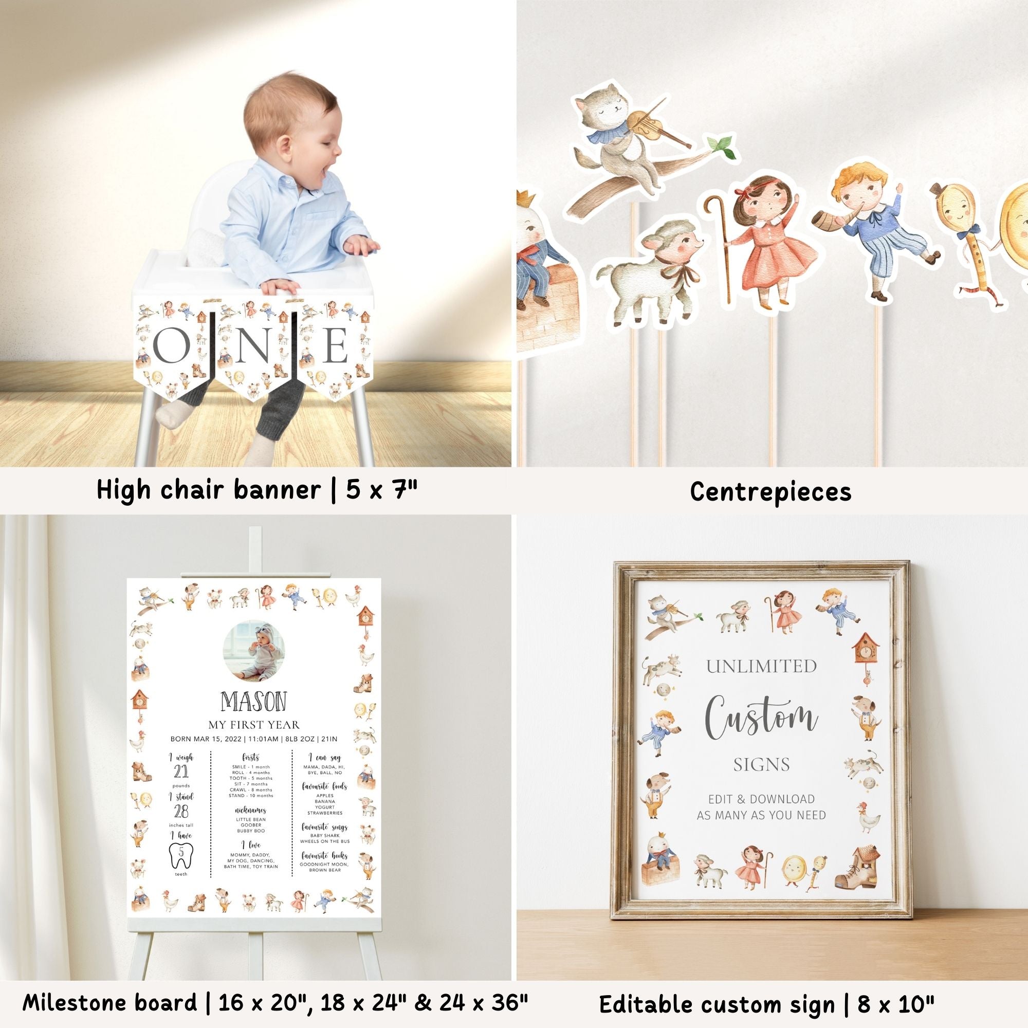 Nursery Rhyme 1st Birthday Bundle