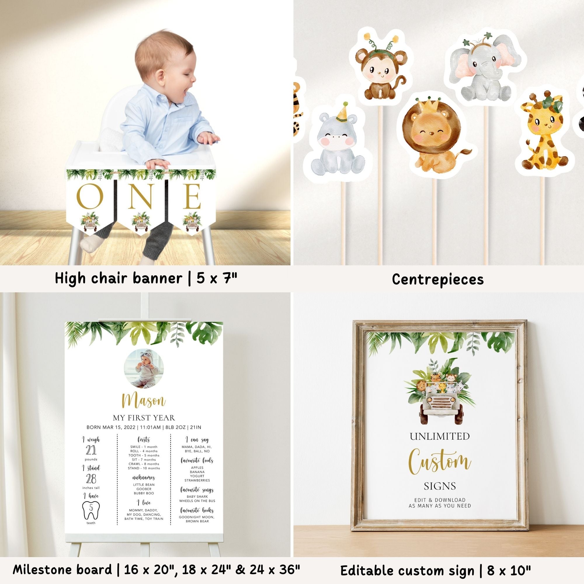 Safari Animals 1st Birthday Bundle