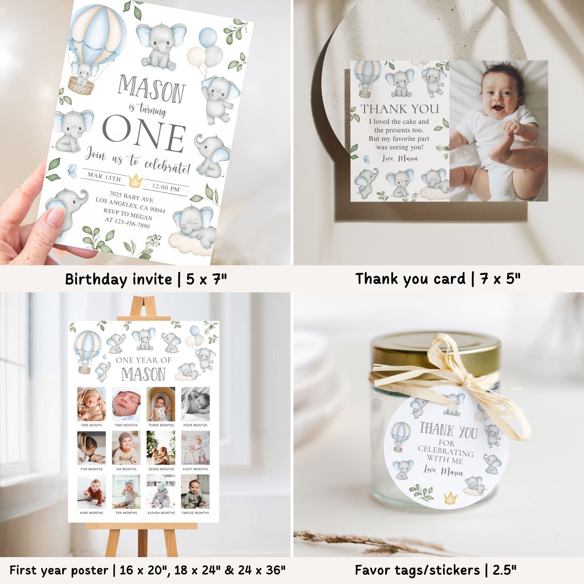 Elephants 1st Birthday Bundle
