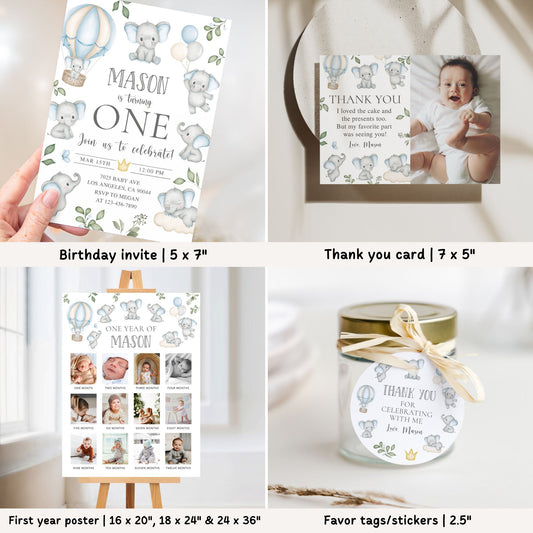 Elephants 1st Birthday Bundle