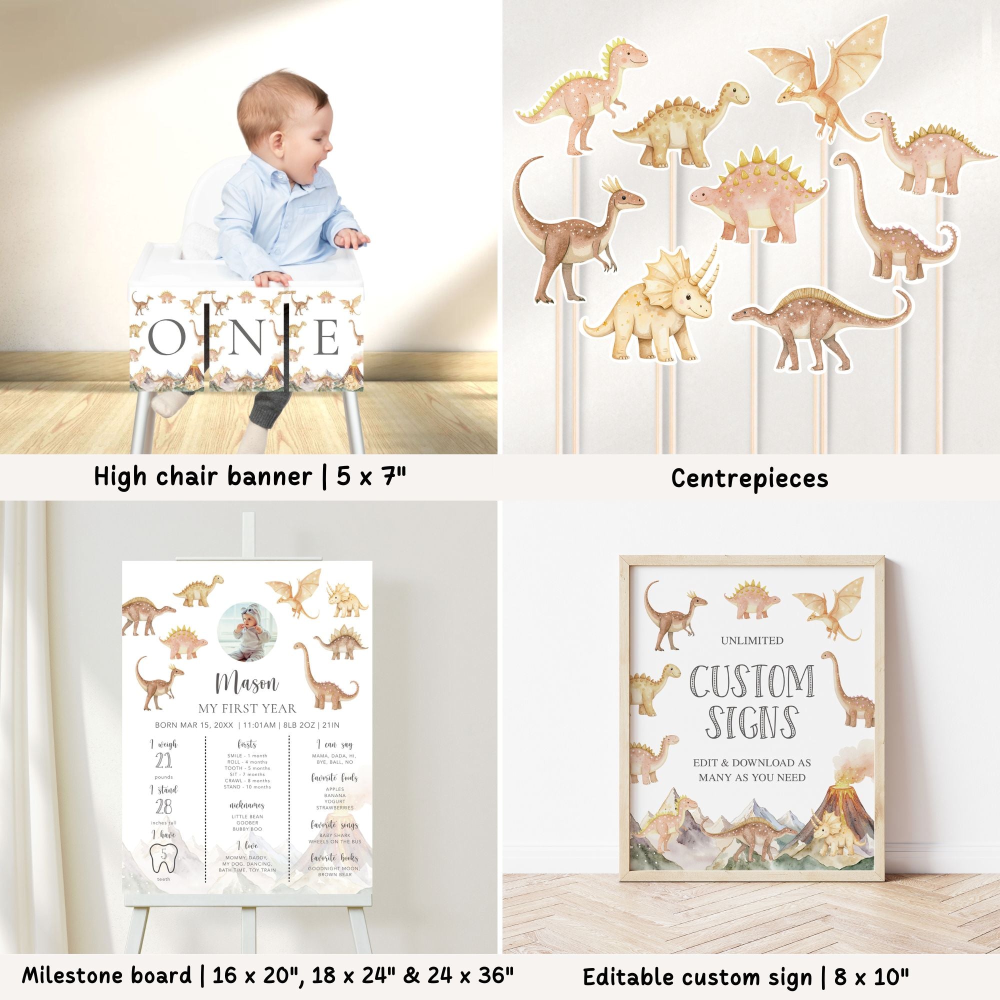Prehistoric Dinosaur 1st Birthday Bundle
