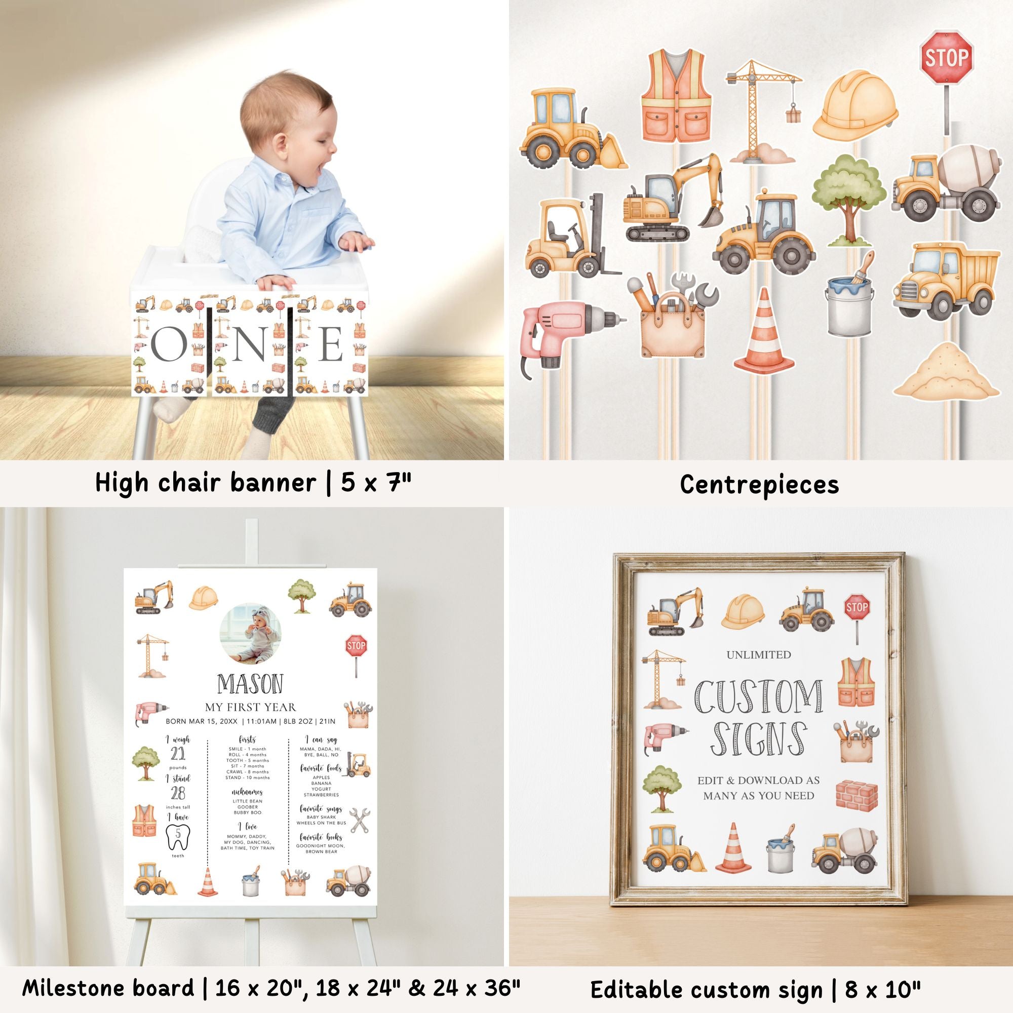 Construction 1st Birthday Bundle