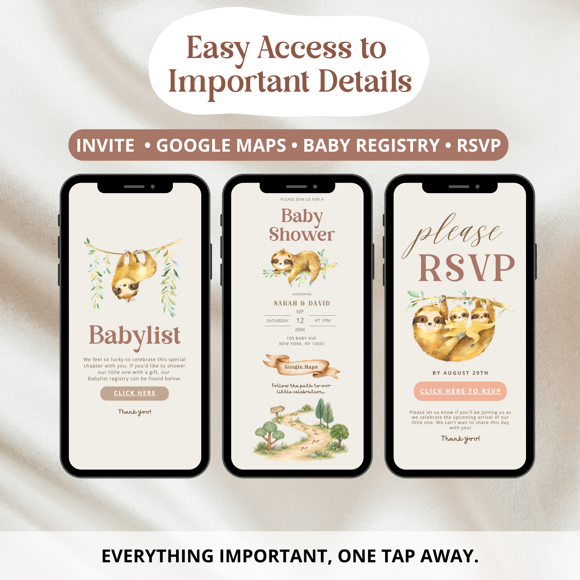 Sloth Baby Shower Invitation Website