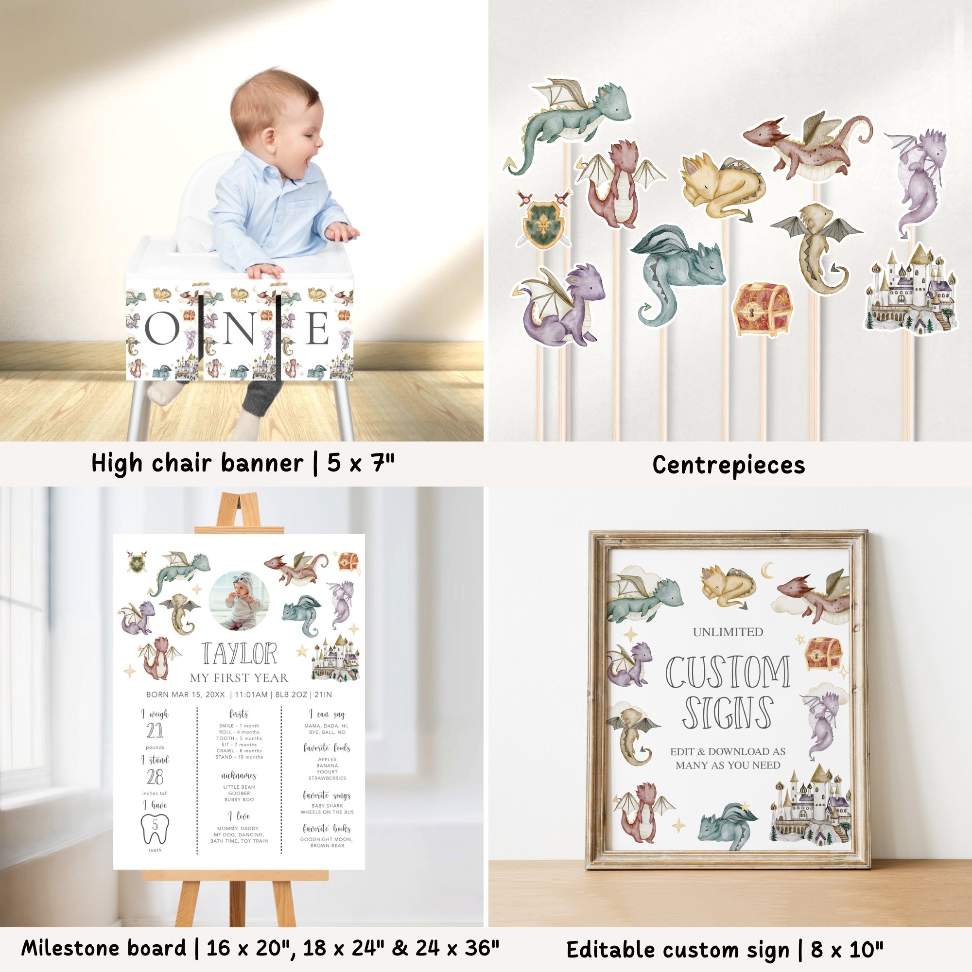 Fairytale Dragon 1st Birthday Bundle