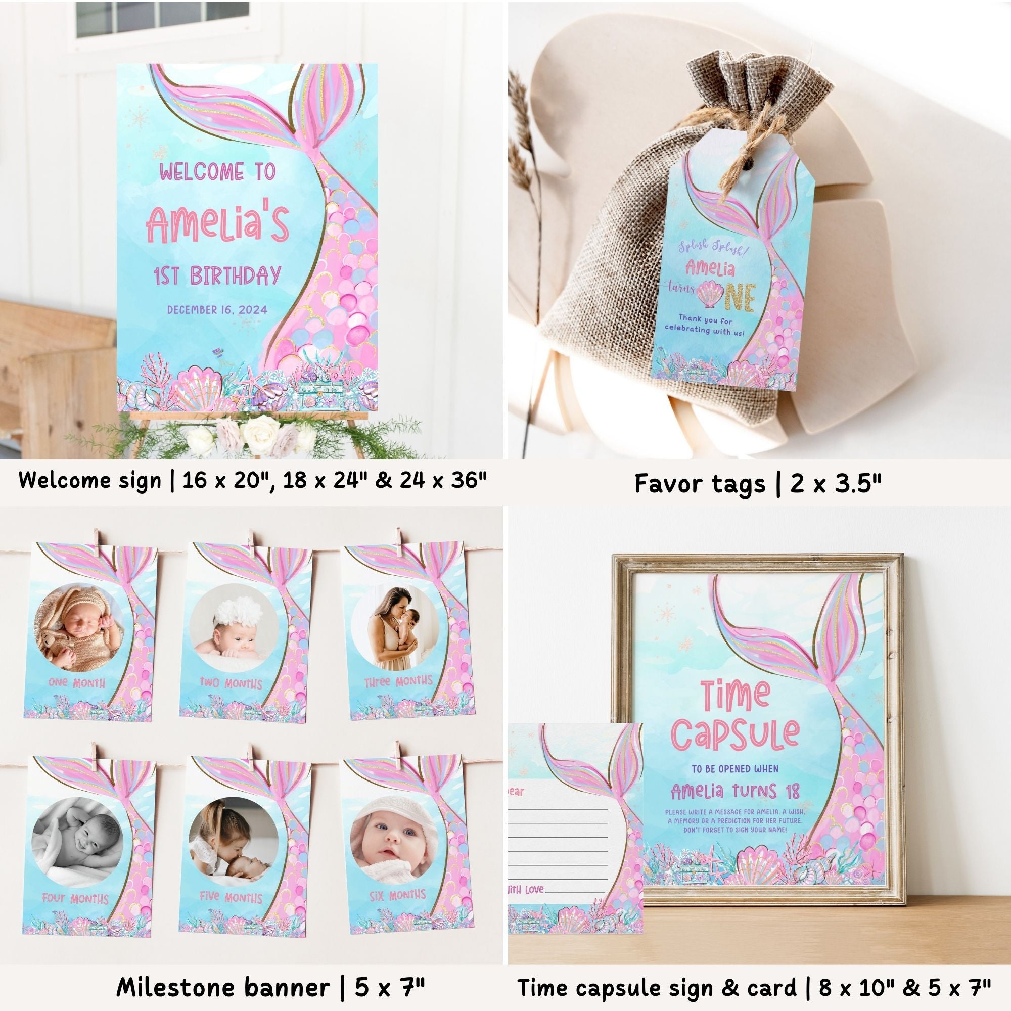 Mermaid 1st Birthday Bundle