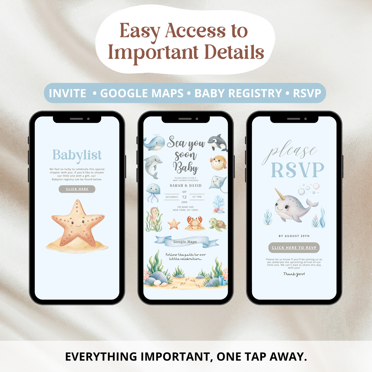 Sea You Soon Baby Shower Invitation Website