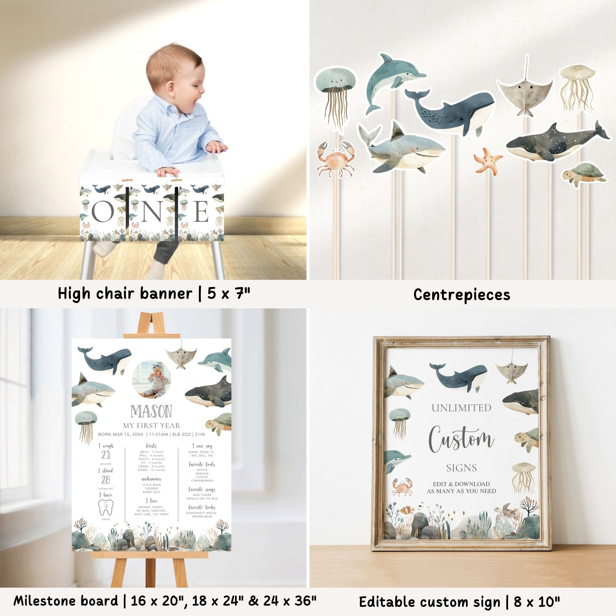 Sea Animals 1st Birthday Bundle