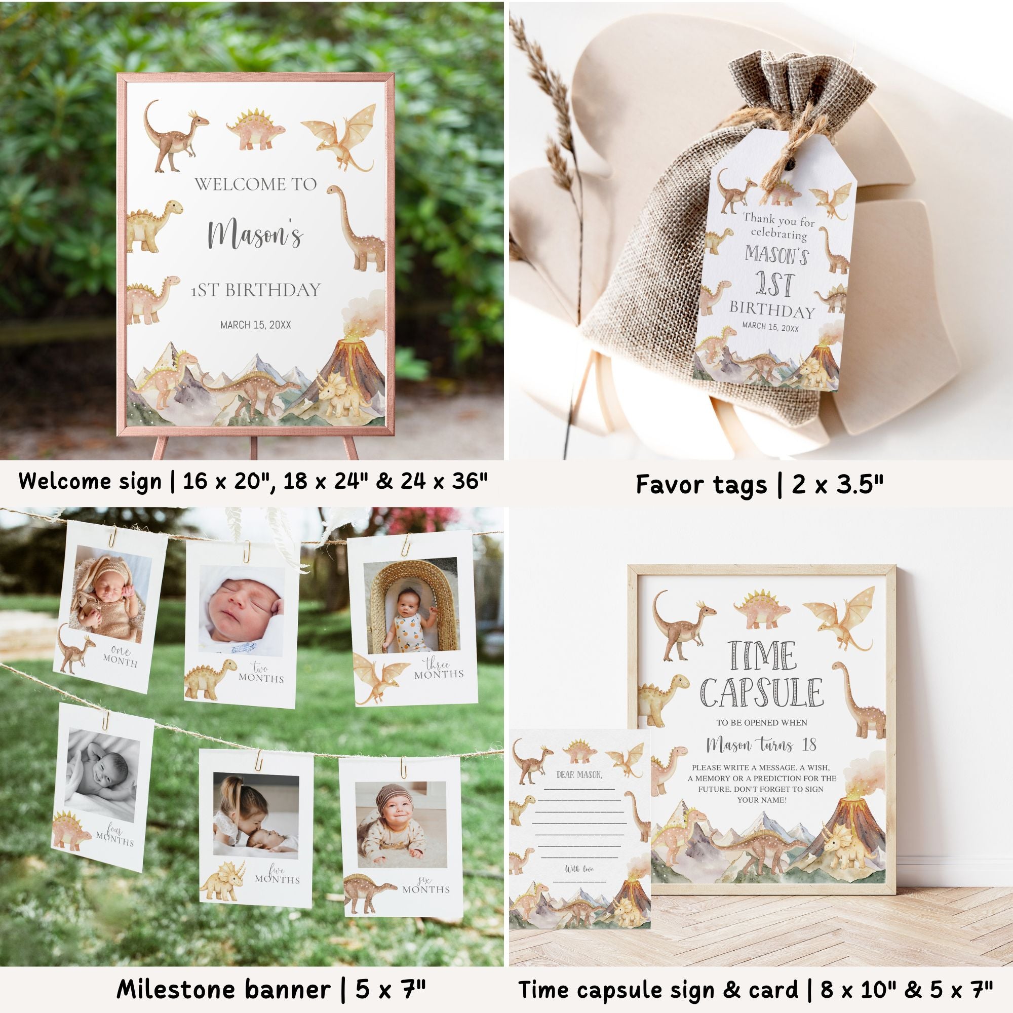 Prehistoric Dinosaur 1st Birthday Bundle