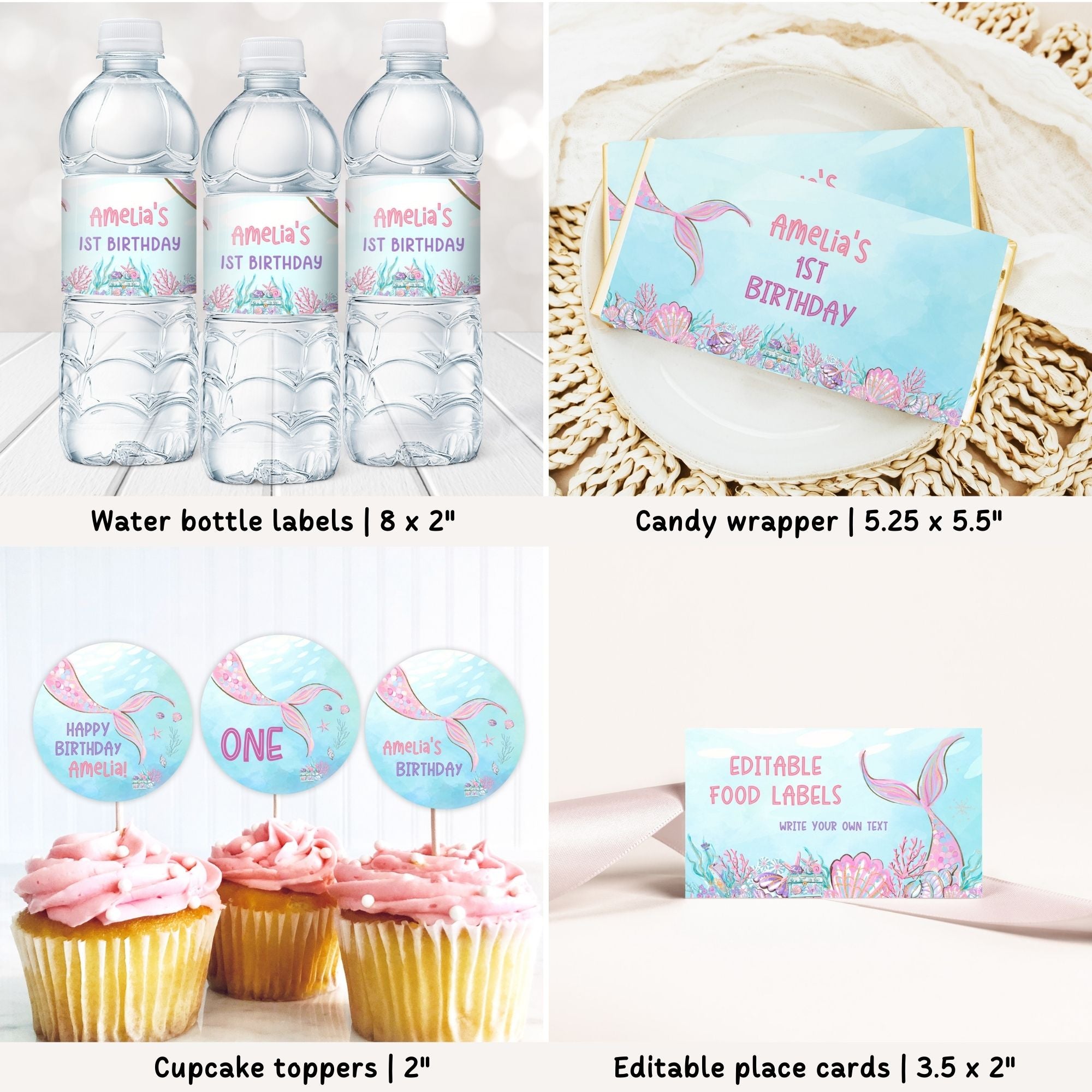 Mermaid 1st Birthday Bundle